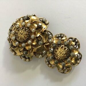 Large Vintage Deco Steel Cut 1940s Dress Clip